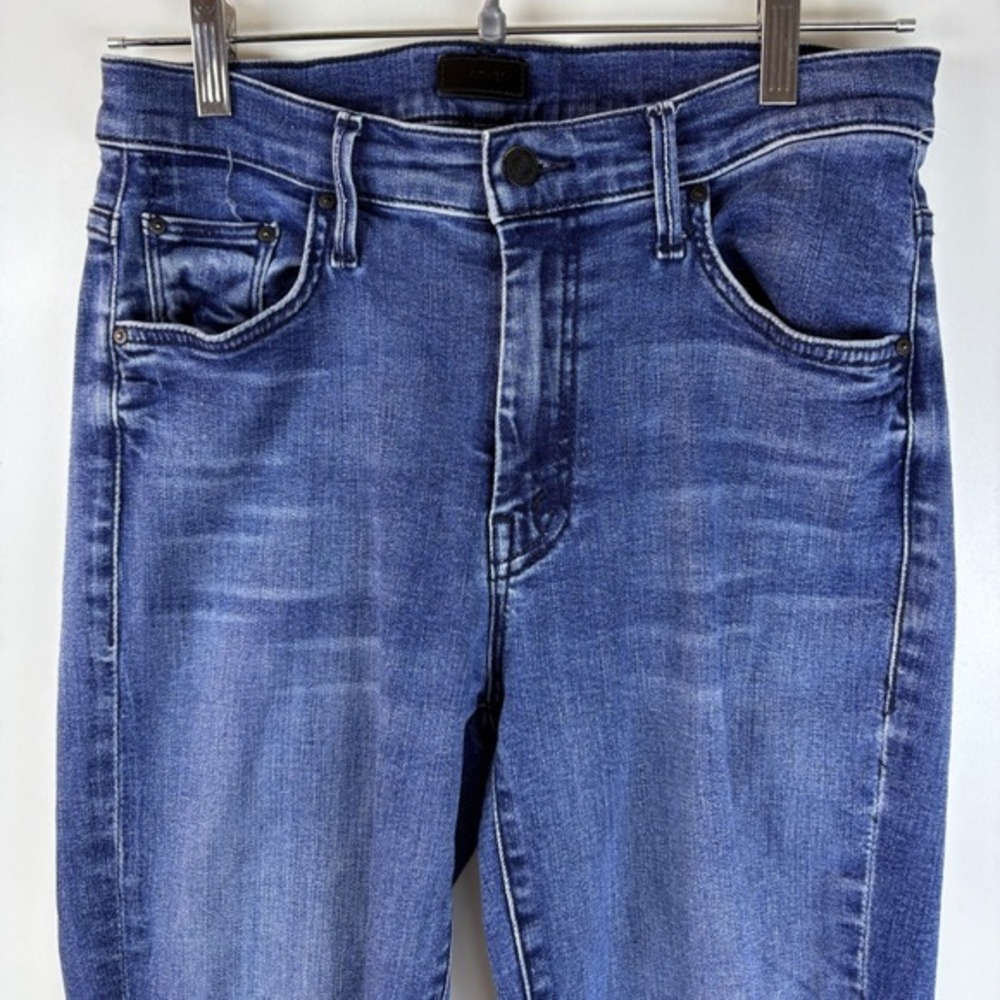 Mother Women Blue Denim Jeans‎ Size 28 Medium Wash Raw Hem Flare Bootcut - Picture 11 of 13